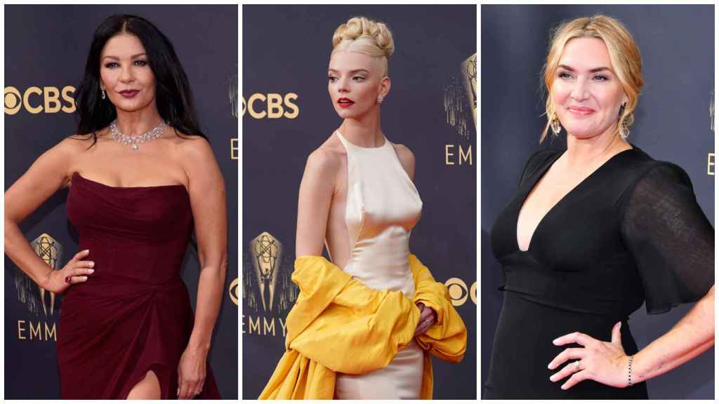 Catherine Zeta-Jones, Anya Taylor-Joy y Kate Winslet, en su llegada a los premios Emmy.