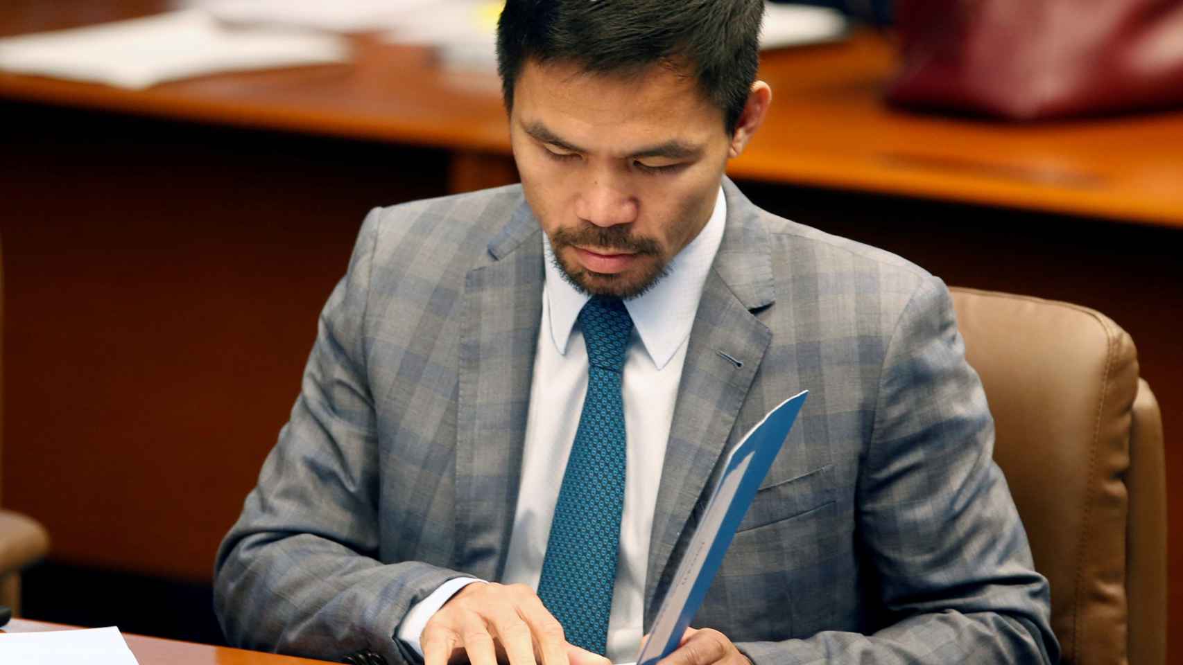 Manny Pacquiao, durante una sesión en el Senado de Filipinas
