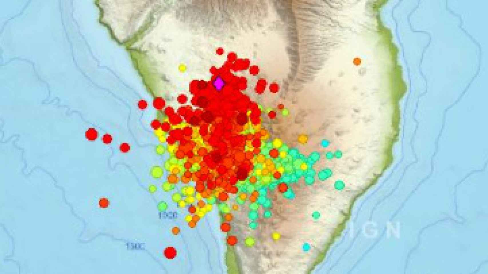 Los movimientos sísmicos de los últimos 14 días en La Palma.