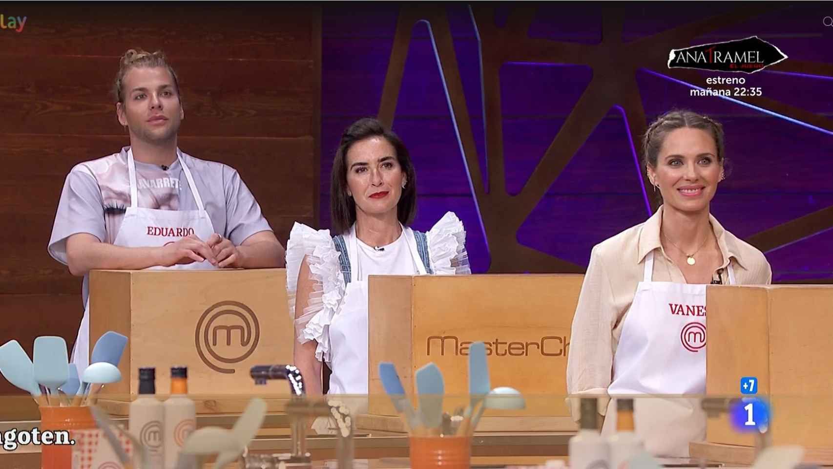 Vanesa Romero, Navarrete y Belén López en la segunda entrega de 'MasterChef Celebrity'.