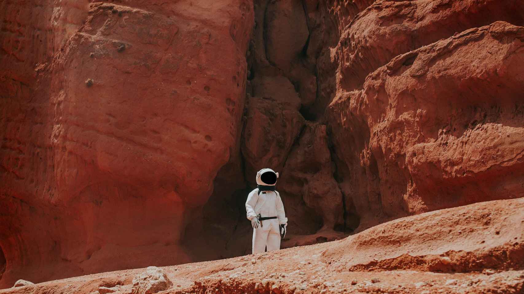 Recreación de astronauta en Marte