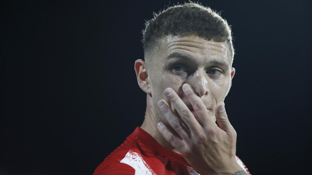 Primer plano de Kieran Trippier, en un partido del Atlético de Madrid de la temporada 201/2022