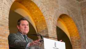 El presidente de Castilla-La Mancha, Emiliano García-Page, este lunes en un acto en Talavera