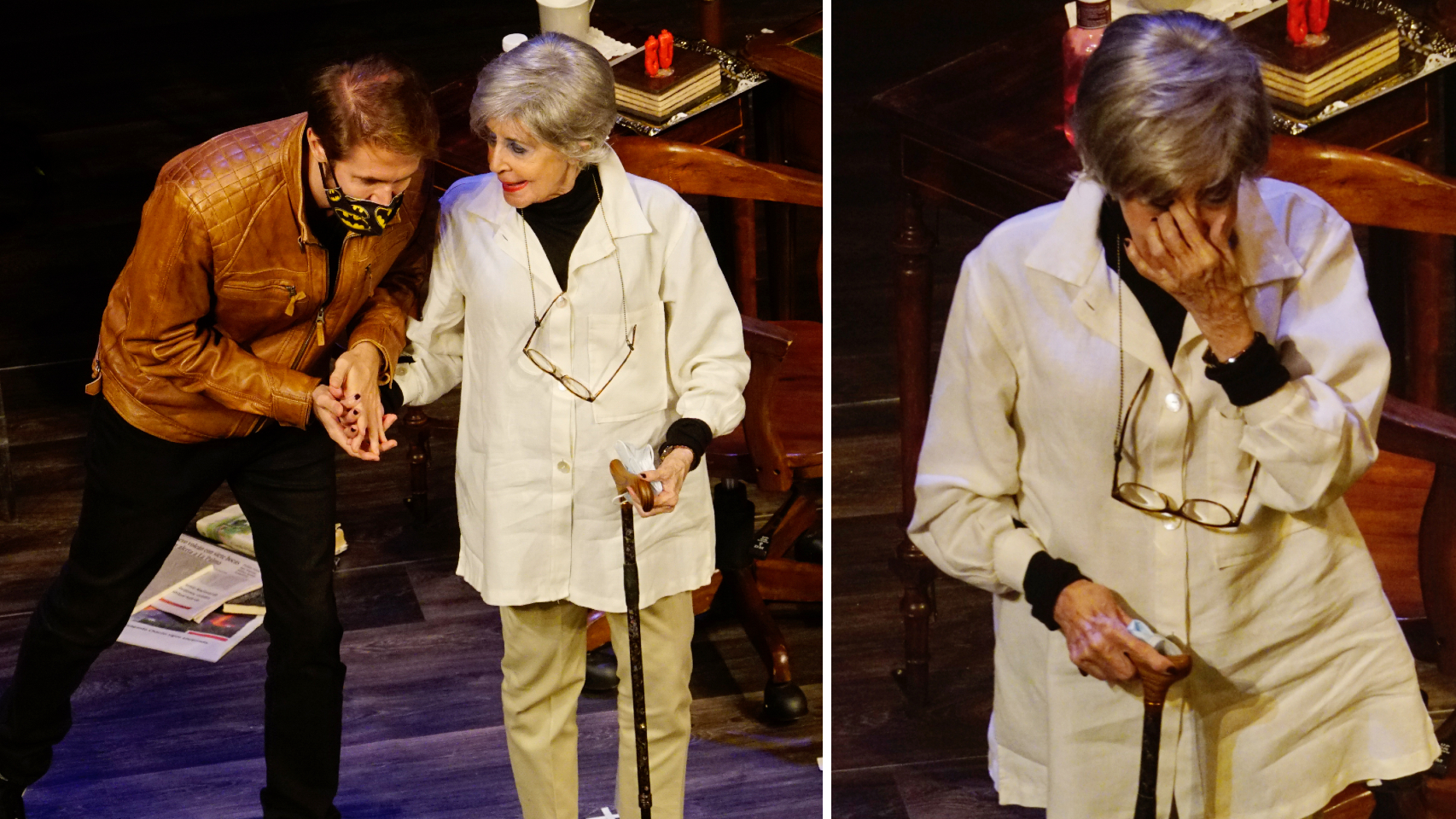 Concha Velasco junto a su hijo Manuel, emocionados sobre el escenario. | Foto: Gtres