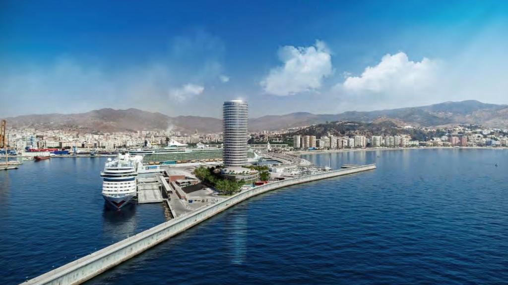 Infografía de la torre del puerto de Málaga.