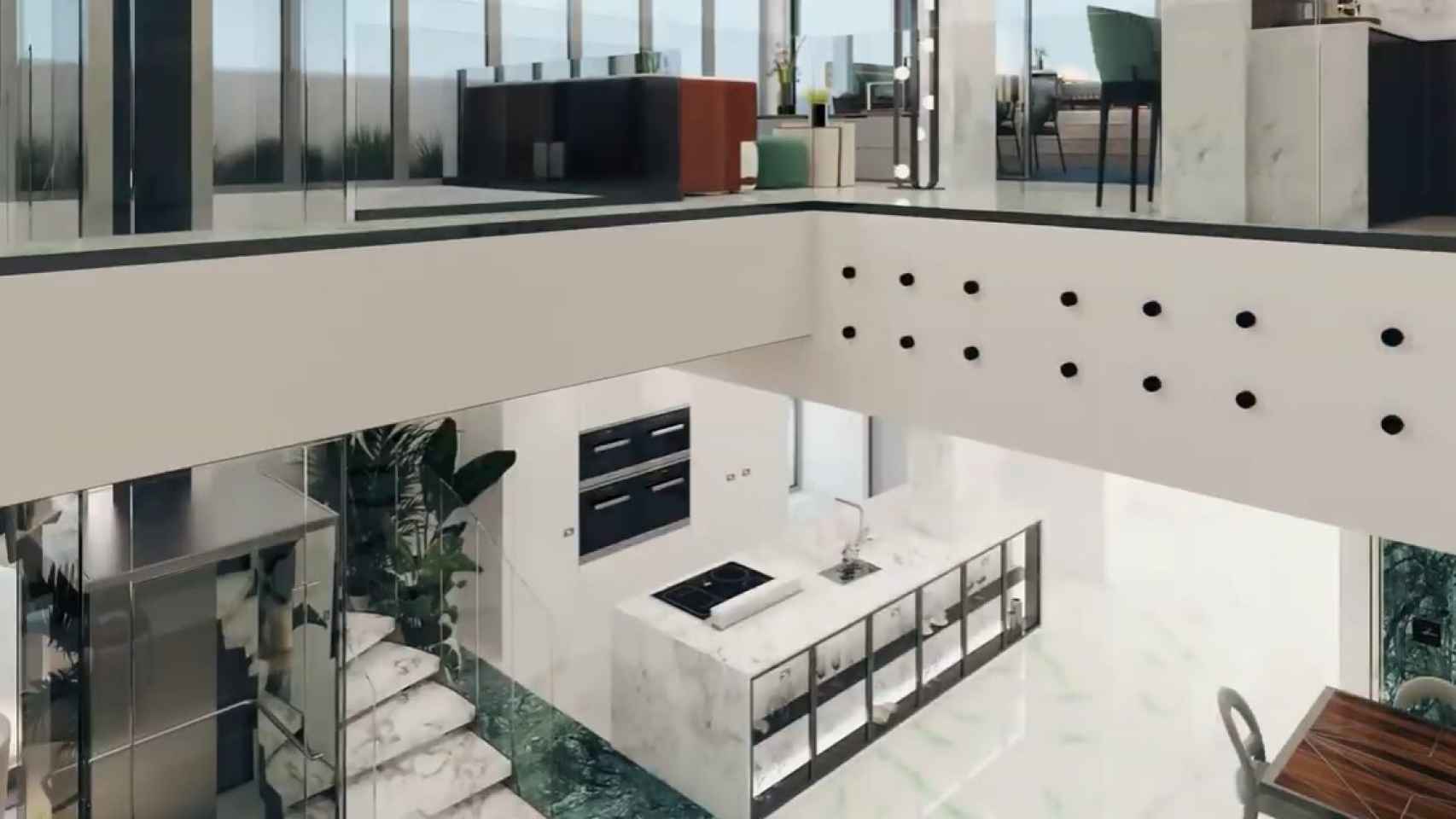 Imagen de la cocina del apartamento y de la parte superior.