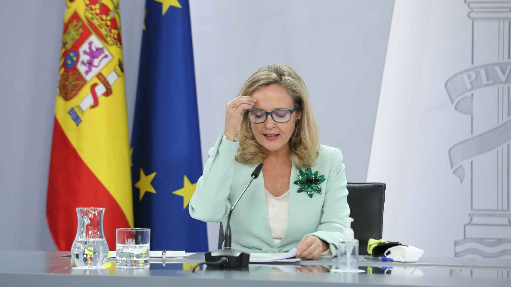 La vicepresidenta económica, Nadia Calviño, en Moncloa.