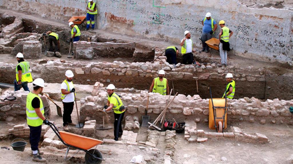 Imagen de archivo de los trabajos arqueológicos realizados en el tramo del Metro de la Avenida de Andalucía.