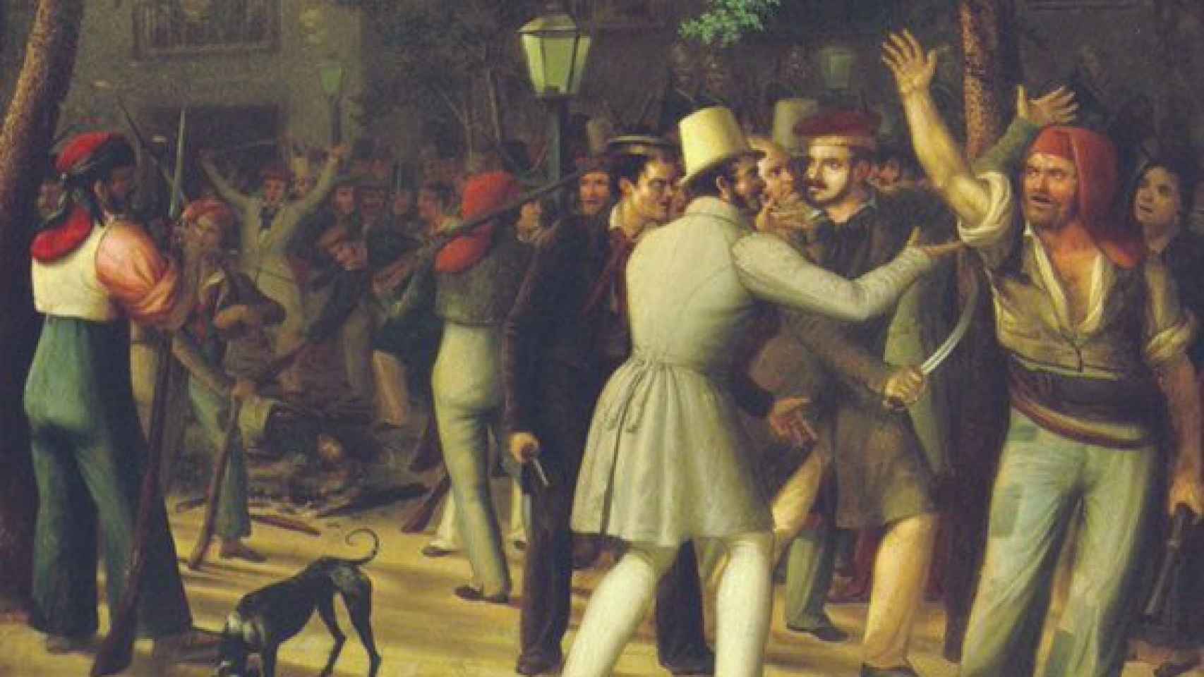 'Acción del populacho barcelonés' (1835) de Antonio Ferrán.