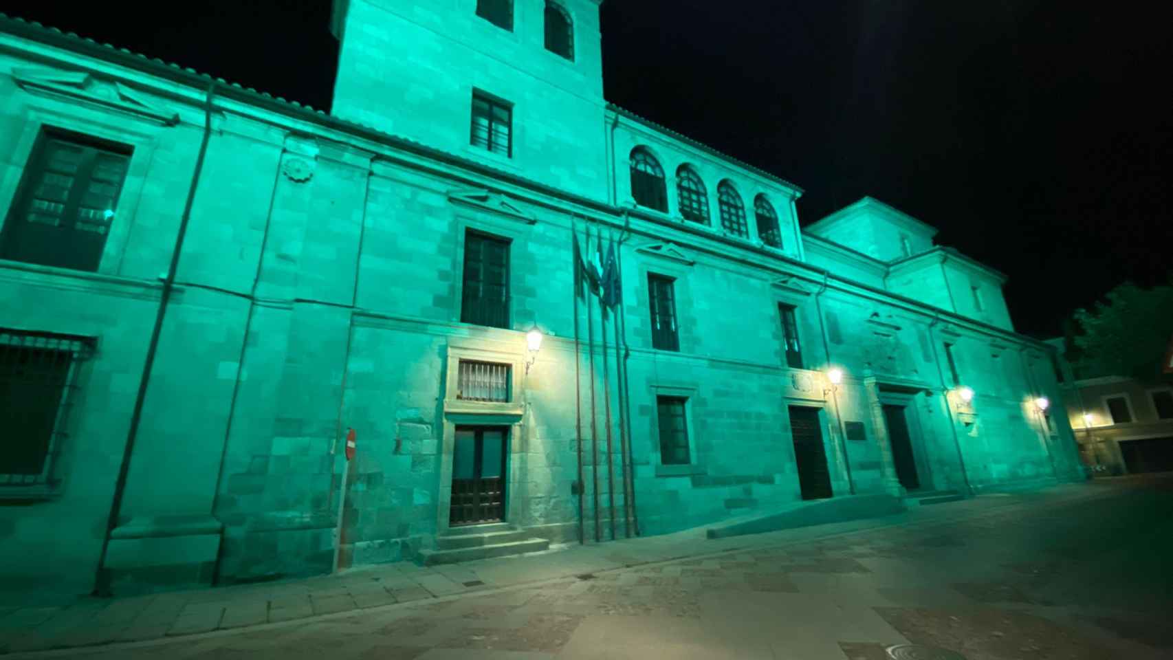 El edificio de la Diputación de Zamora se ilumina de verde por los 'otros ángeles verdes'