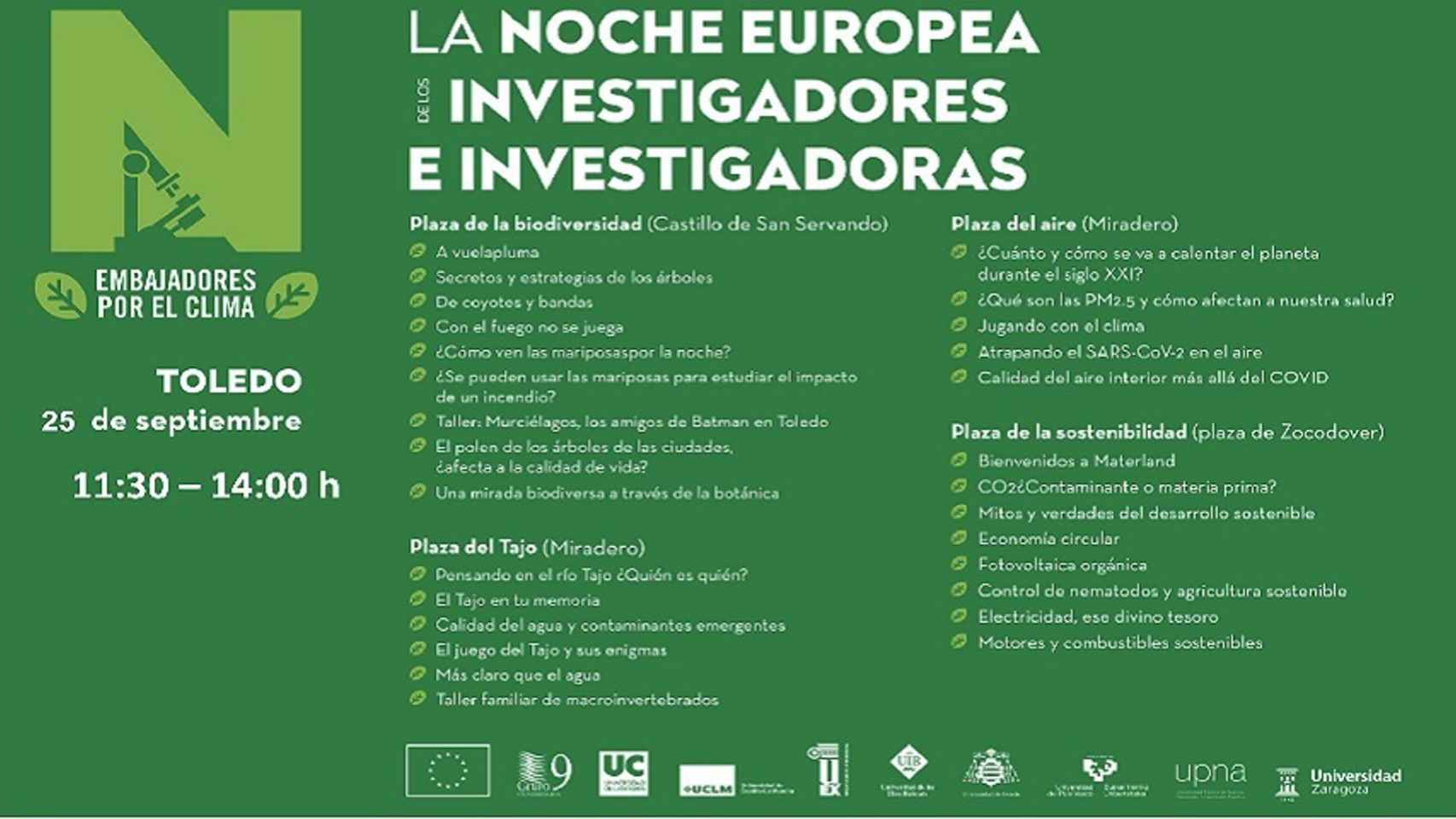 La climatología obliga a cambiar de día la 'Noche Europea de los Investigadores' en Toledo