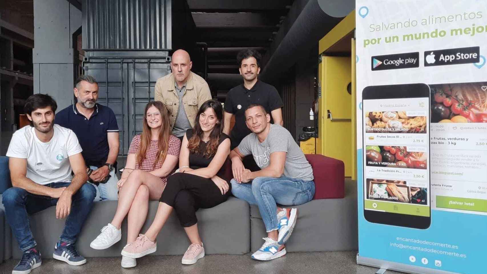 Equipo humano de 'Encantado de Comerte', única startup española en formar parte de las 50 pymes de todo el mundo, seleccionadas de entre 2.000, que colaborarán con la ONU.