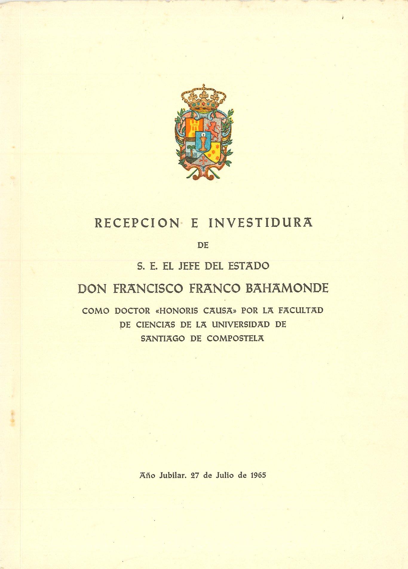 El elogio del decano de la Facultad de Ciencias de la USC a Franco (Arquivo de Galicia).