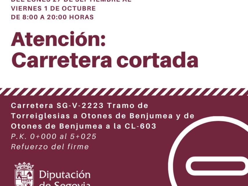 Aviso por cortes de tráfico