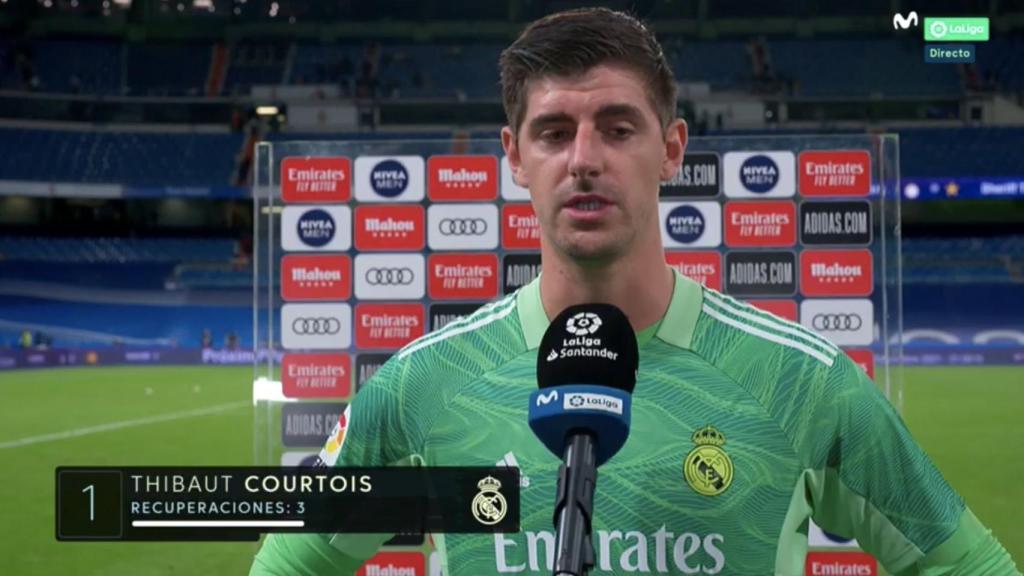 Thibaut Courtois, en el micrófono de Movistar+