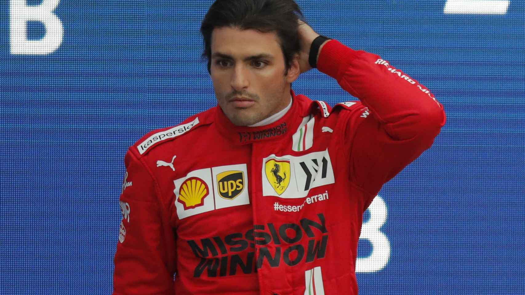 Carlos Sainz en el podio del GP de Rusia