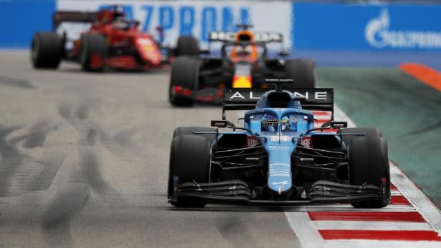 Fernando Alonso durante el GP de Rusia