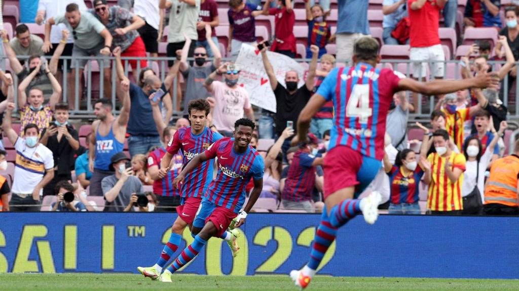 Ansu Fati tras marcar gol con el Barça