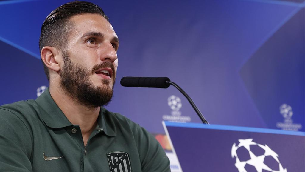 Koke Resurrección, en rueda de prensa de la Champions League