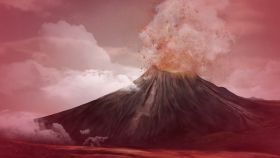 Animación de la erupción del volcán Cerro Gordo, en la provincia de Ciudad Real. Foto: volcancerrogordo.es