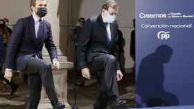 Casado y Rajoy, este lunes en Santiago de Compostela.