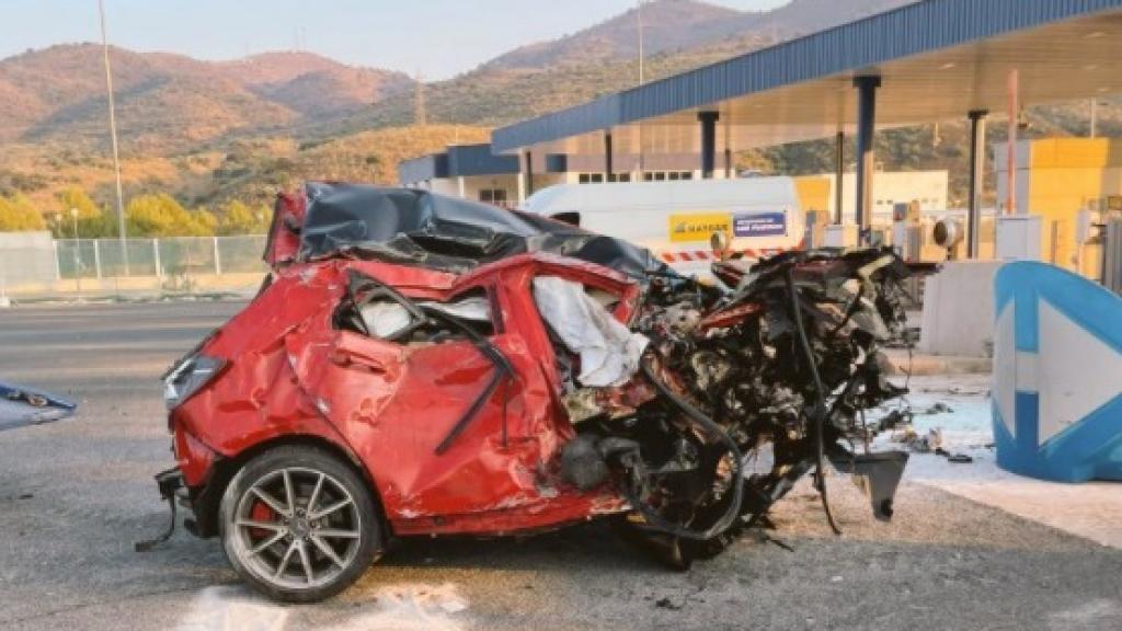 Estado en el que ha quedado el coche accidentado.