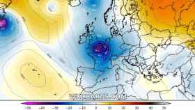 El centro de bajas presiones sobre Francia que afectará a España a primeros de octubre. Severe-Weather.eu