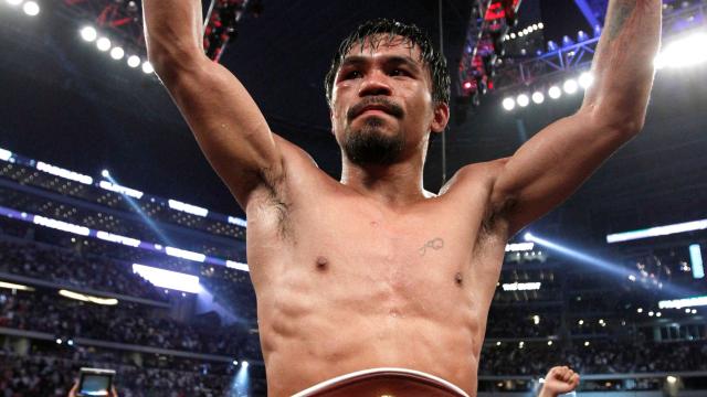 Manny Pacquiao, tras ganar el cinturón del peso wélter de la OMB