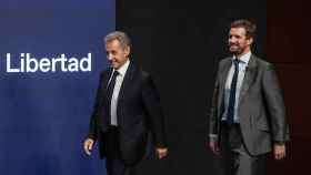 Casado y Sarkozy, este miércoles en Madrid.