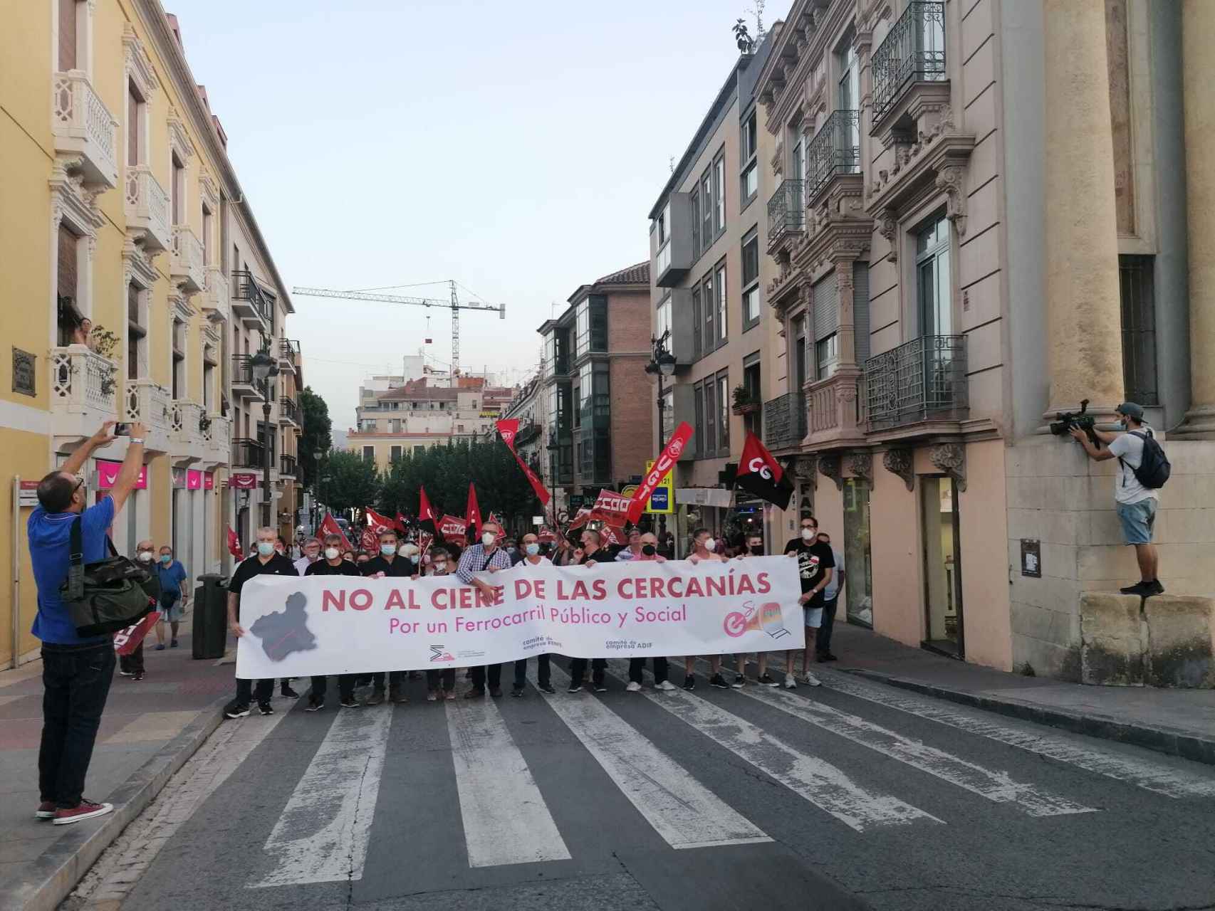 Manifestación celebrada en Murcia, el pasado fin de semana, contra el cierre del cercanías.