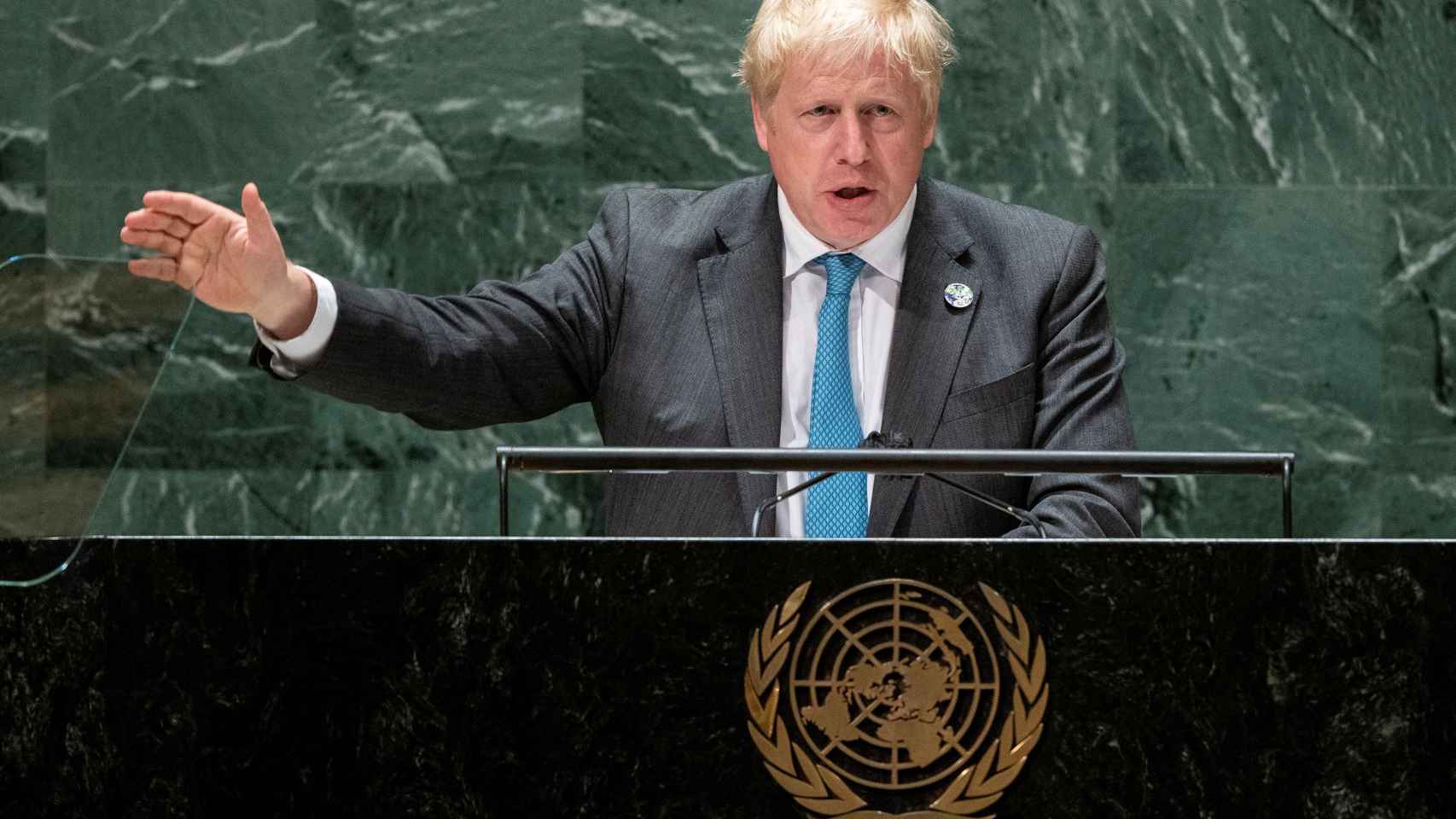Boris Johnson en una comparecencia en las Naciones Unidas.