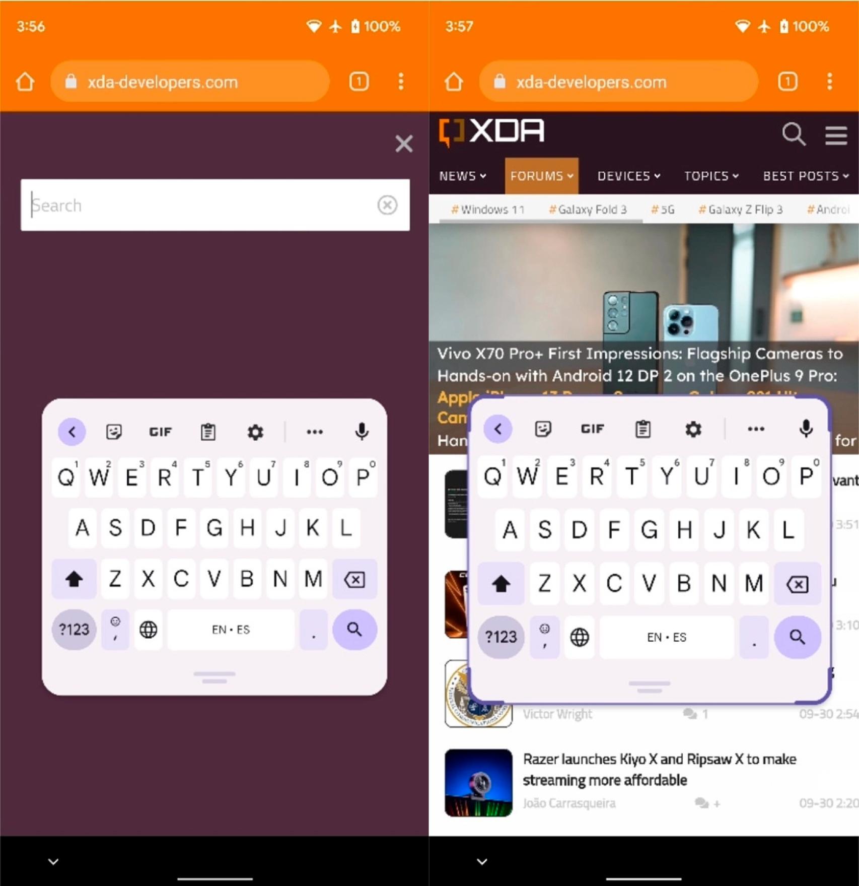 Nuevo diseño flotante de Gboard