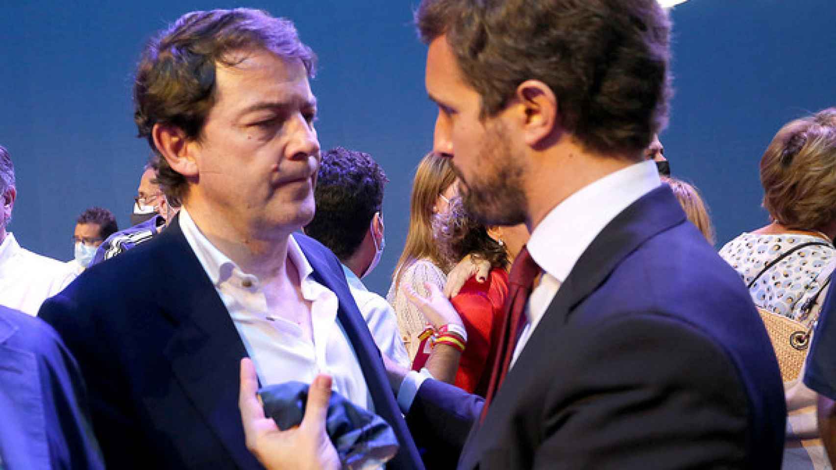 Fernández Mañueco y Pablo Casado durante la Convención Nacional del PP