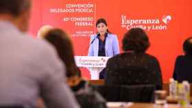 La secretaria de Organización del PSOECyL, Ana Sánchez durante la Convención de delegados