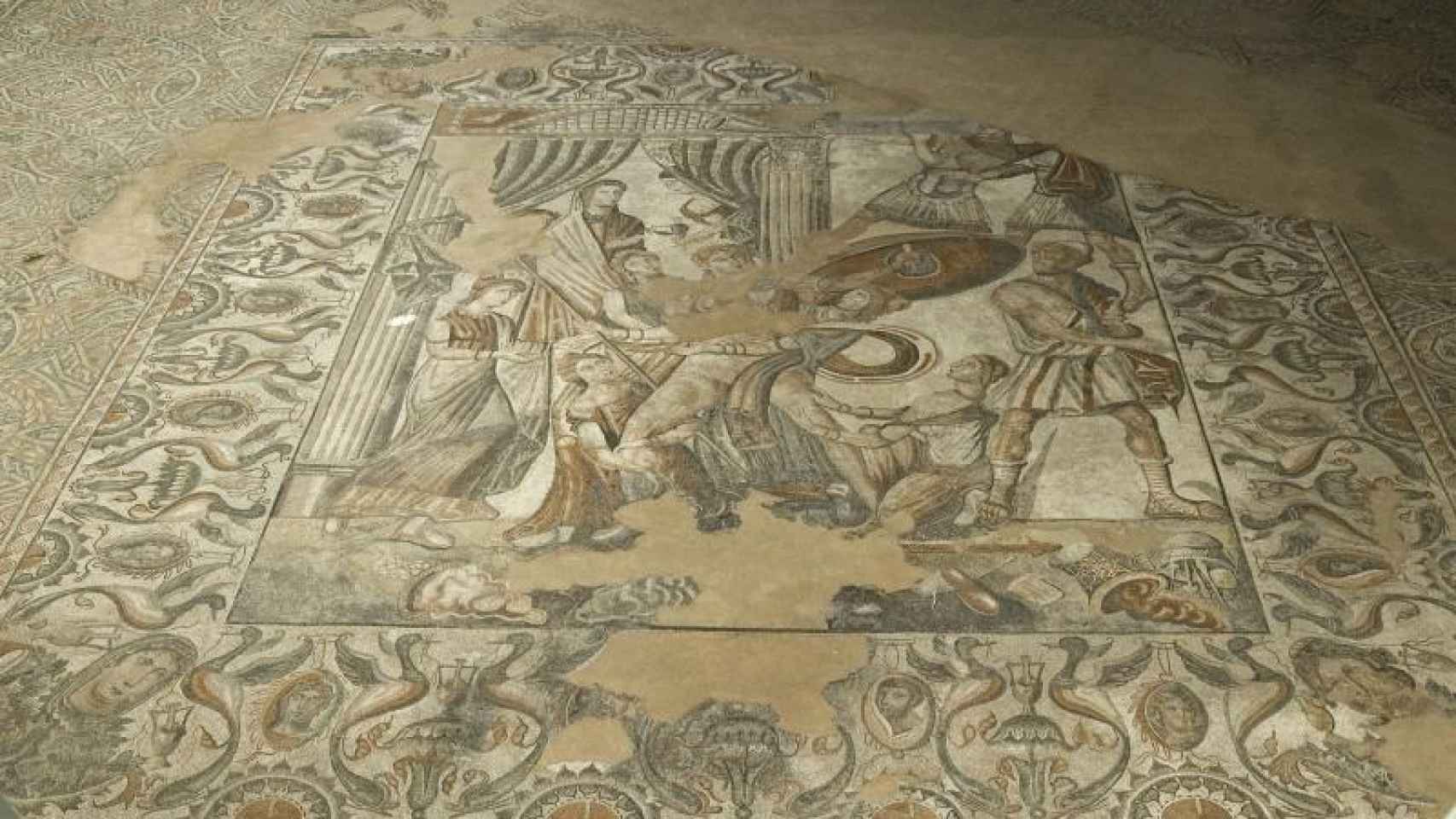 Mosaico de la escena de Aquiles