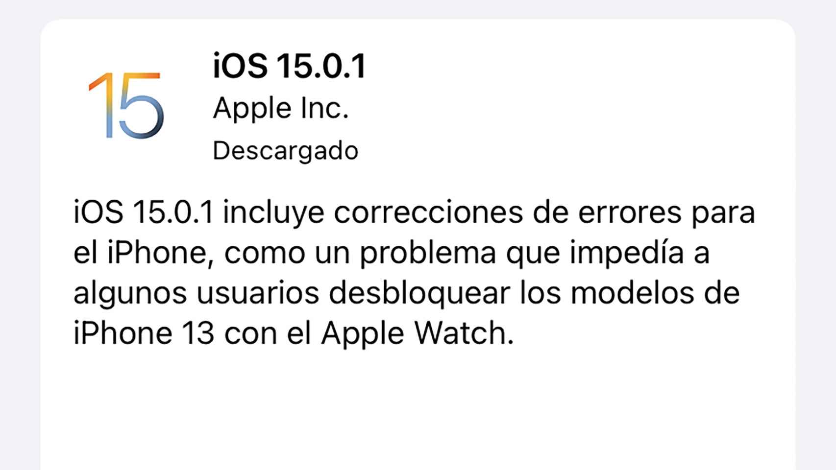 iOS 15.0.1 en un iPhone