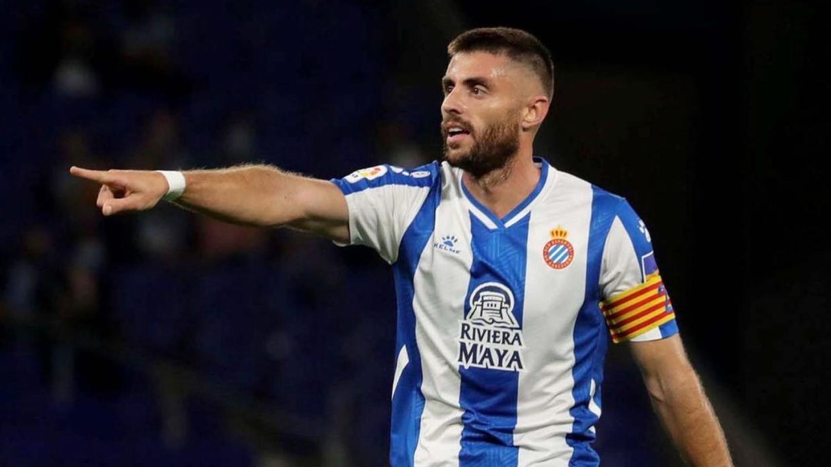 David López en un partido con el Espanyol