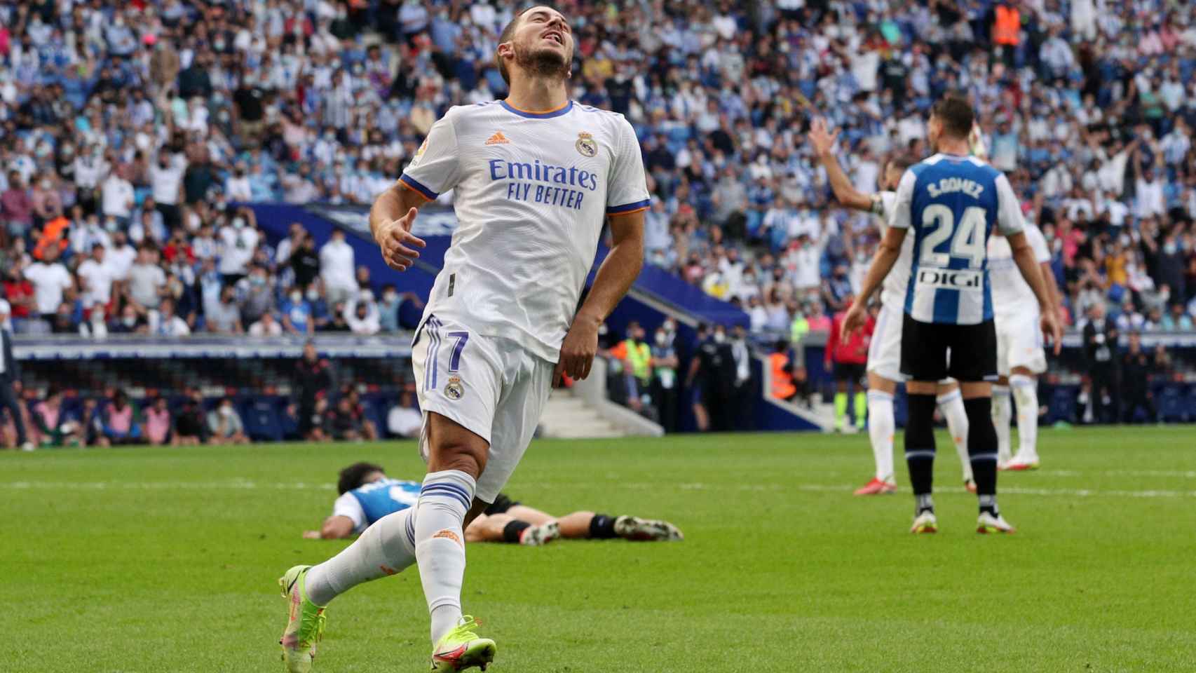 Eden Hazard tras ser anulado su gol al Espanyol