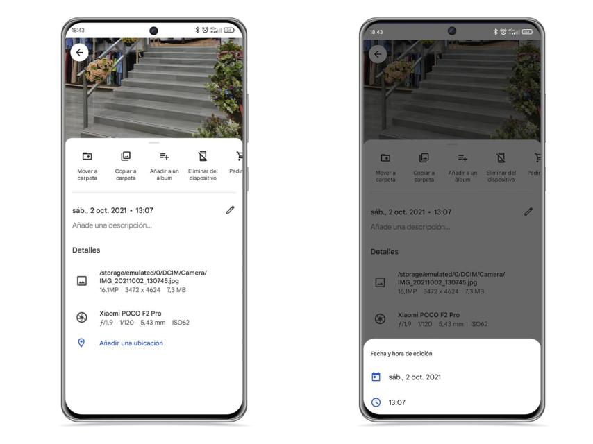Editar fecha y hora en Google Fotos