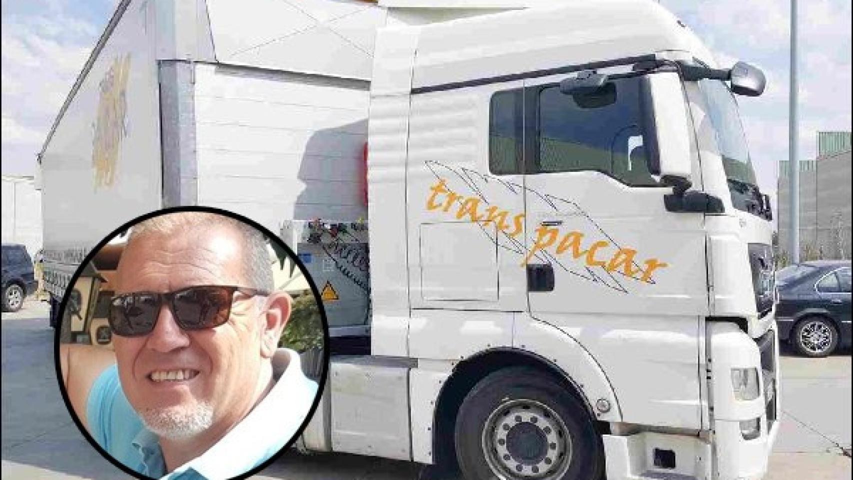 El transportista Paulino Alonso junto a un camión de su empresa
