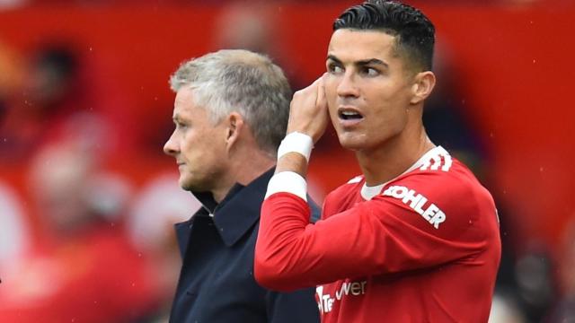 Cristiano Ronaldo y Ole Gunnar Solskjaer en Old Trafford