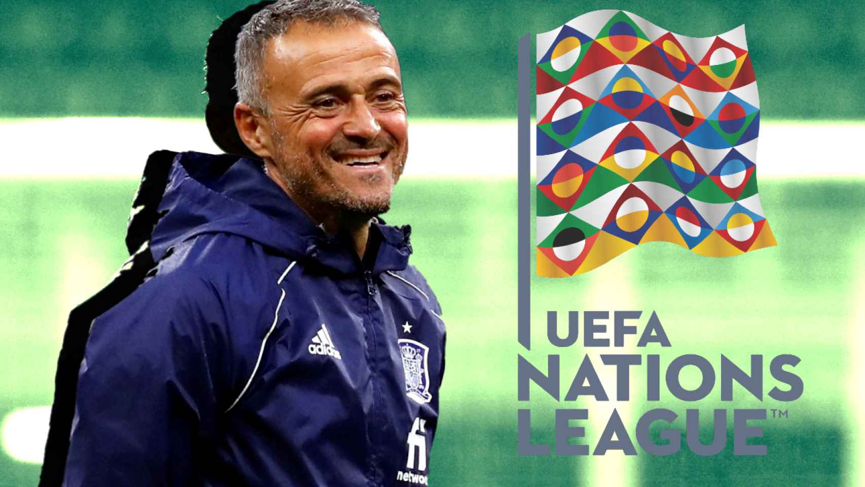Luis Enrique y un fotomontaje con el logo de la Nations League