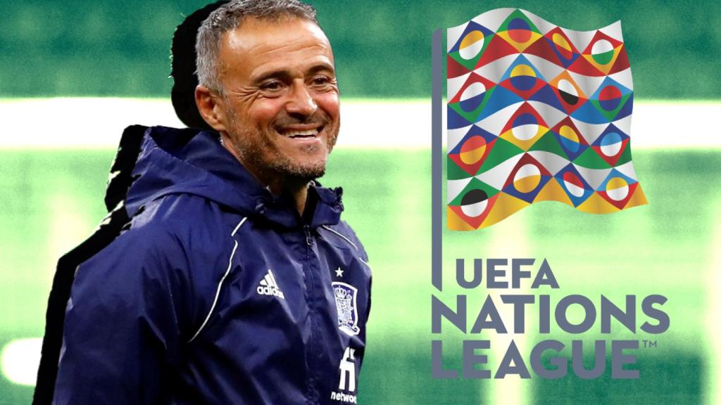 Luis Enrique y un fotomontaje con el logo de la Nations League