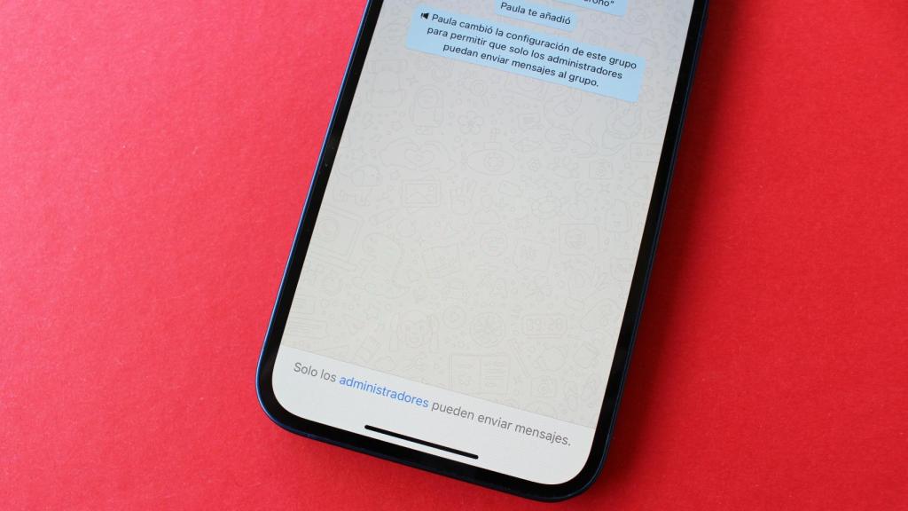 El cartel que indica que sólo los administradores pueden enviar mensajes.