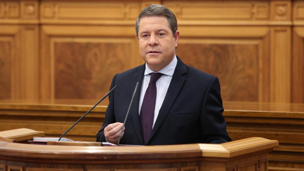 Emiliano García-Page, presidente de Castilla-La Mancha, durante su intervención en el Debate sobre el Estado de la Región.