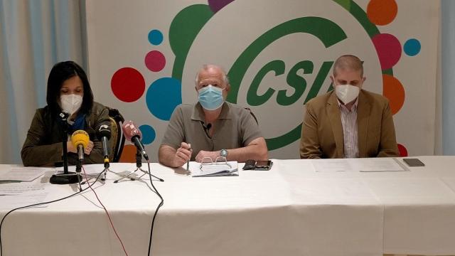 Un momento de la rueda de prensa del sindicato CSIF