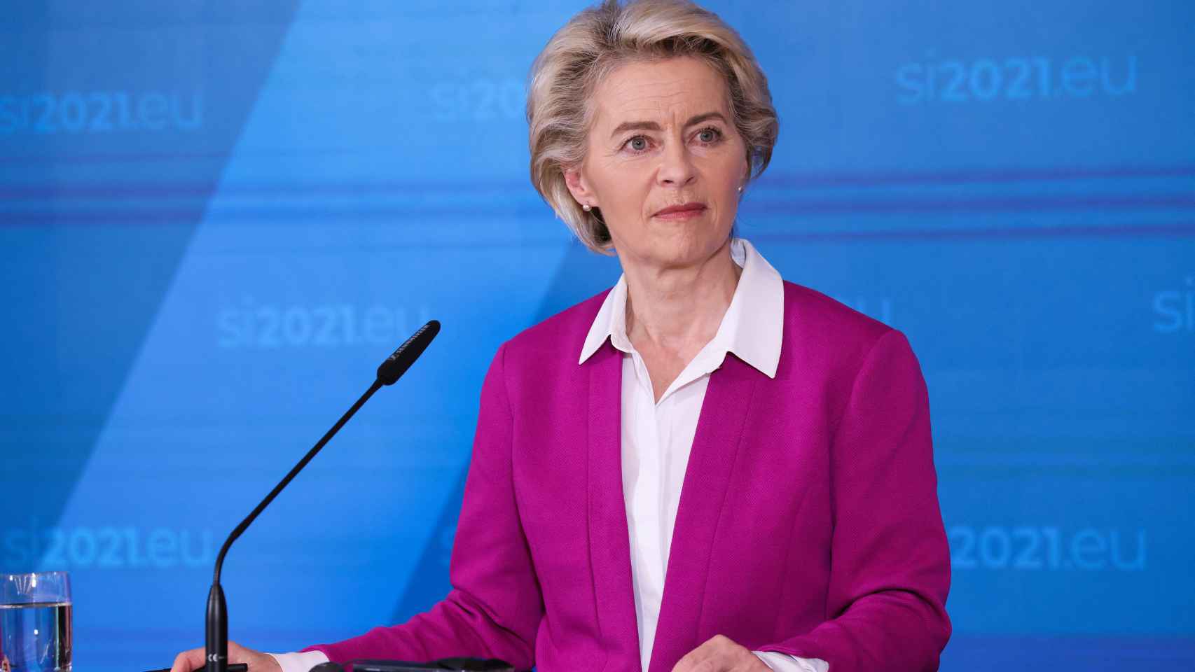 La presidenta Ursula von der Leyen, durante la rueda de prensa de este miércoles