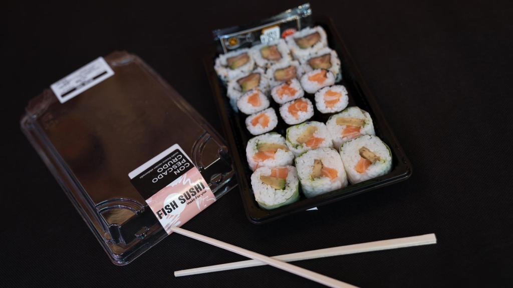 La bandeja de sushi que comercia Carrefour.