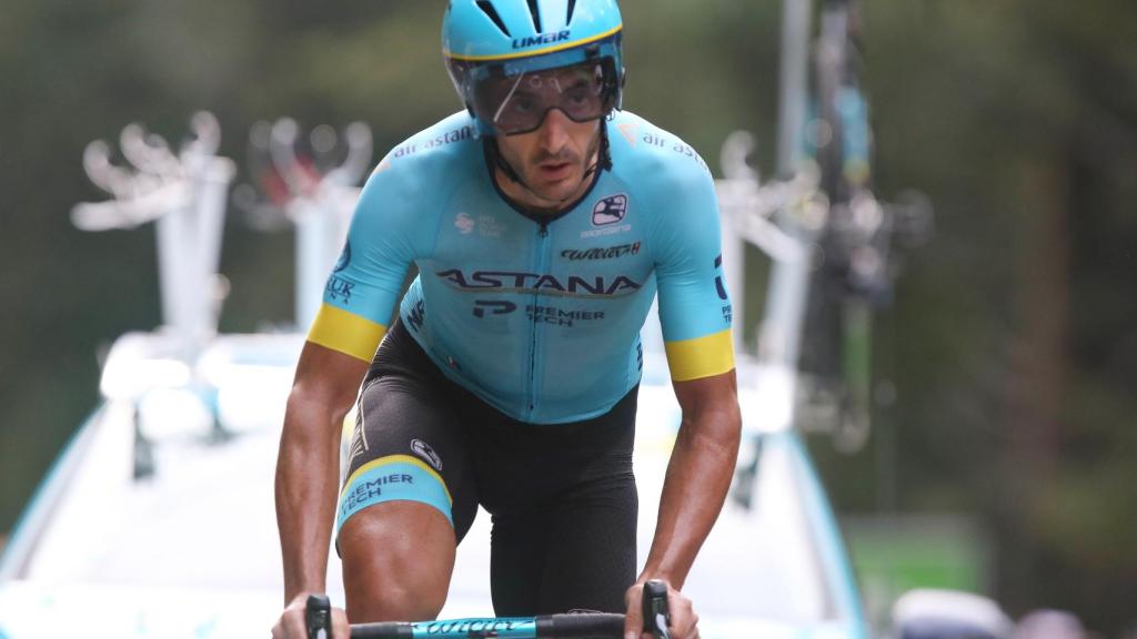 Gorka Izaguirre durante una carrera con Astana