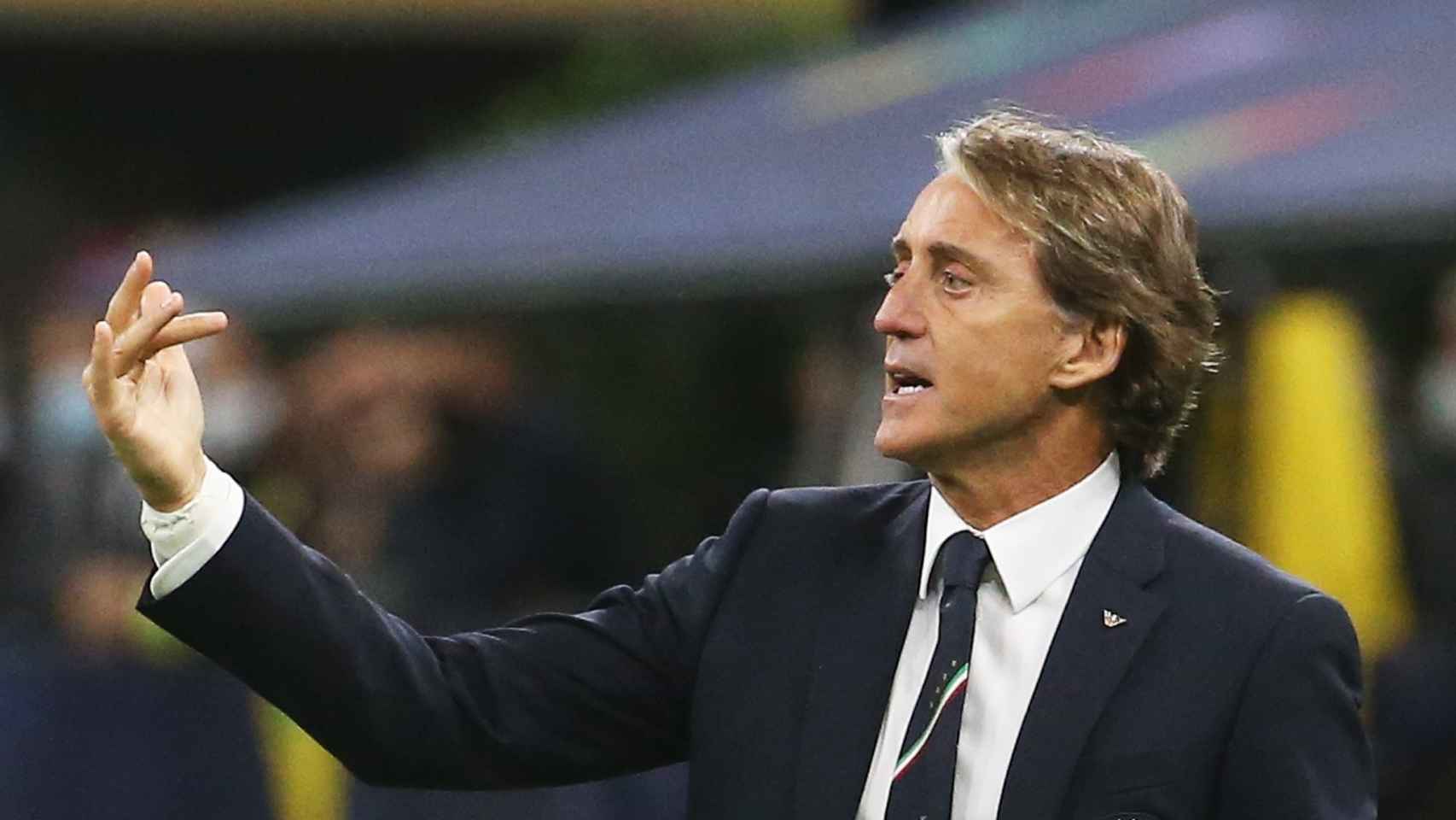 Mancini en el partido Italia - España de la Nations League